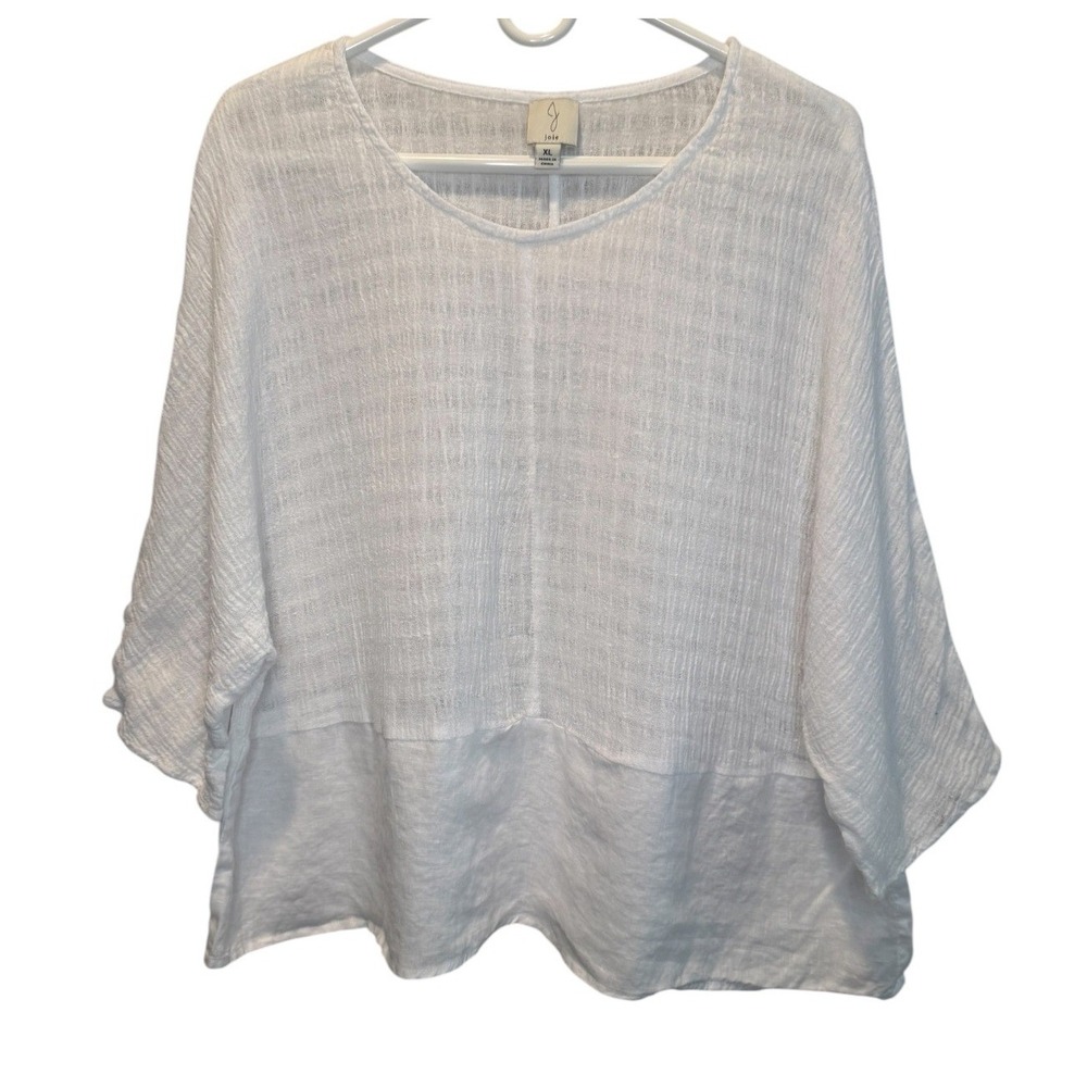 Joie Womens White Linen Blend Gauze Oversized Pullover Top XL Resortwear Coastal